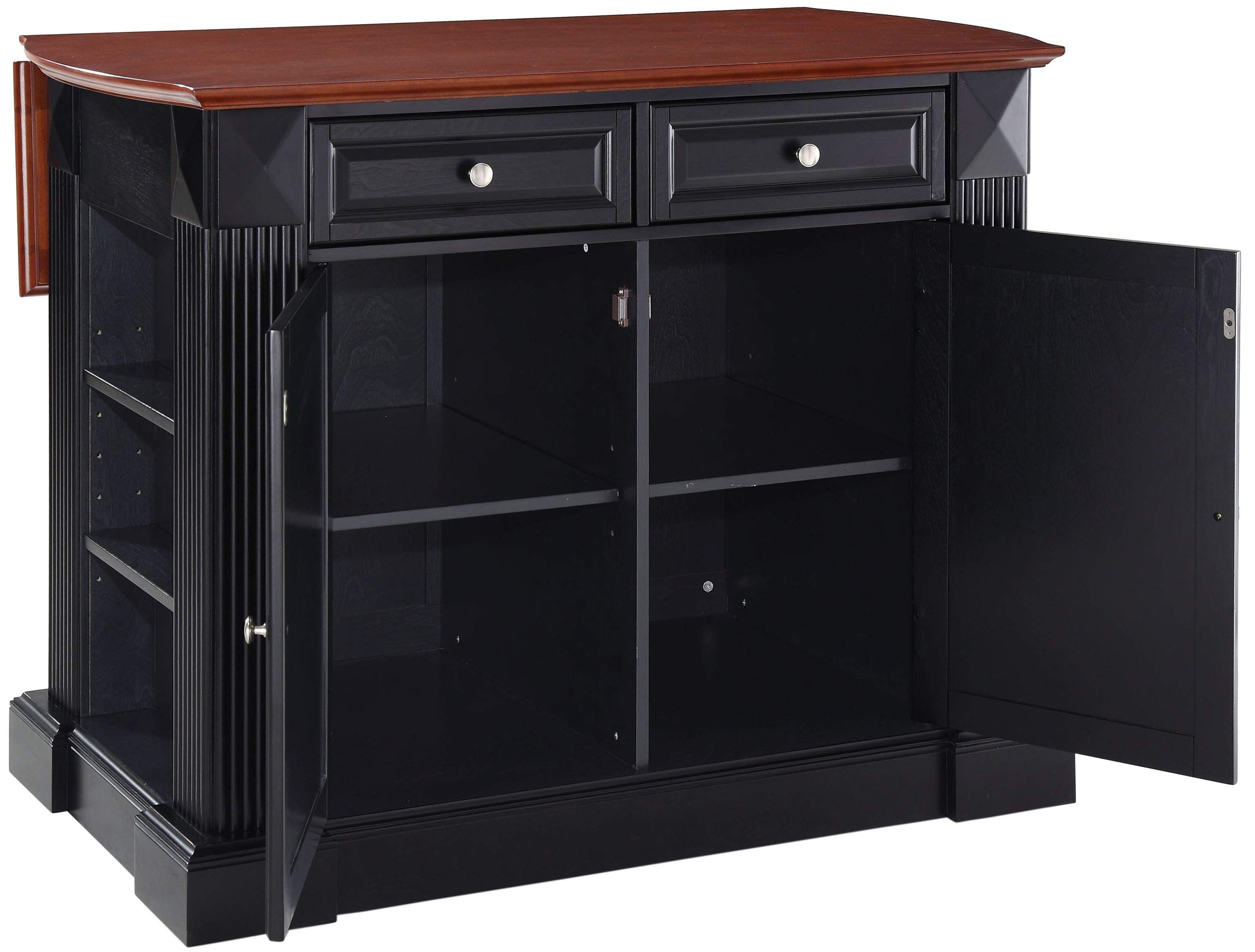 Crosley Black Drop Leaf Kitchen Island with Breakfast Bar - Expandable Dining Table for Small Spaces, Kitchen Storage & Countertop Workspace - Perfect for Apartments, Studios & Compact Homes