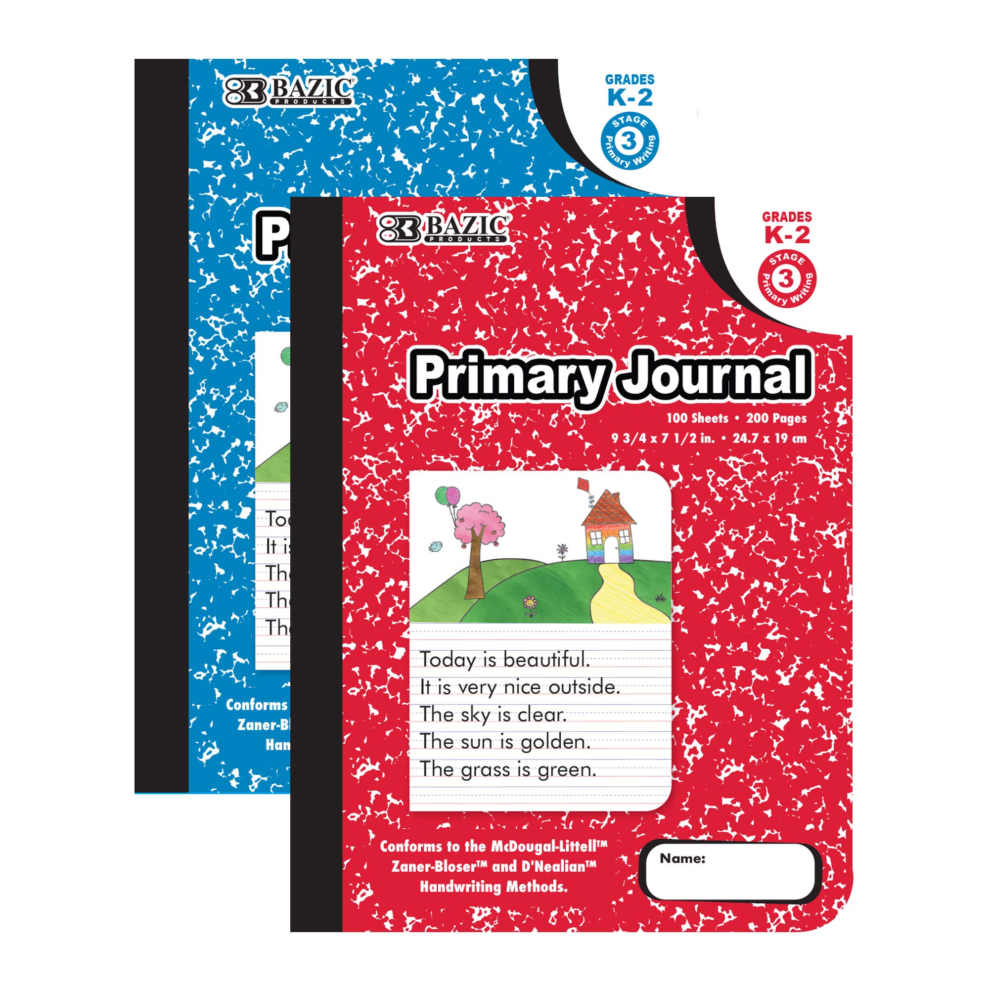 BAZIC Primary Journal Composition Notebook for Kids - 100 Sheets, Marble Cover, Writing & Drawing Notebook for Grades K-2, 48-Pack - Perfect for Classroom, Homeschooling, and Creative Learning Activities