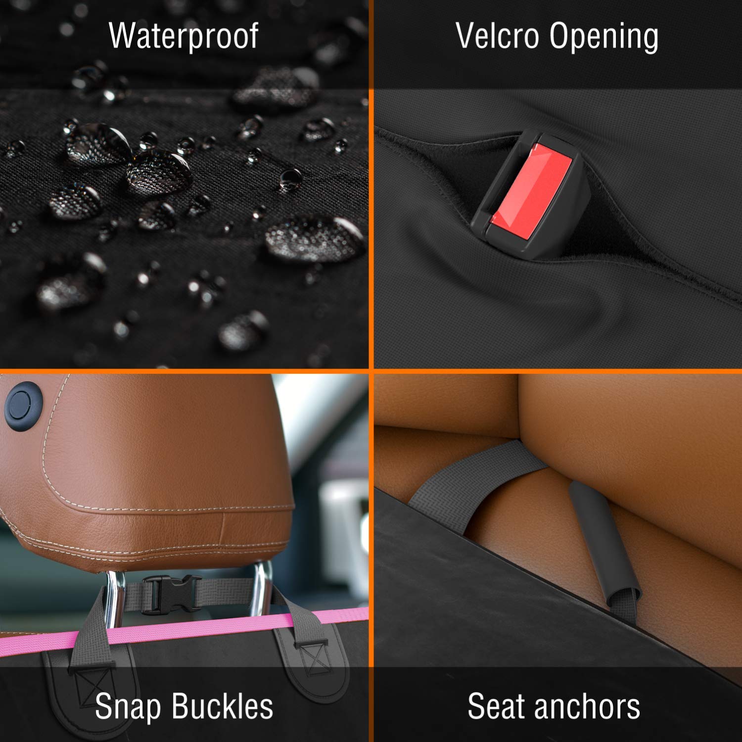 Active Pets Waterproof Dog Car Seat Cover - Convertible Pet Hammock for SUVs, Trucks & Cars | Back Seat Protector | Travel Accessories (Pink) - Perfect for Road Trips & Daily Commutes