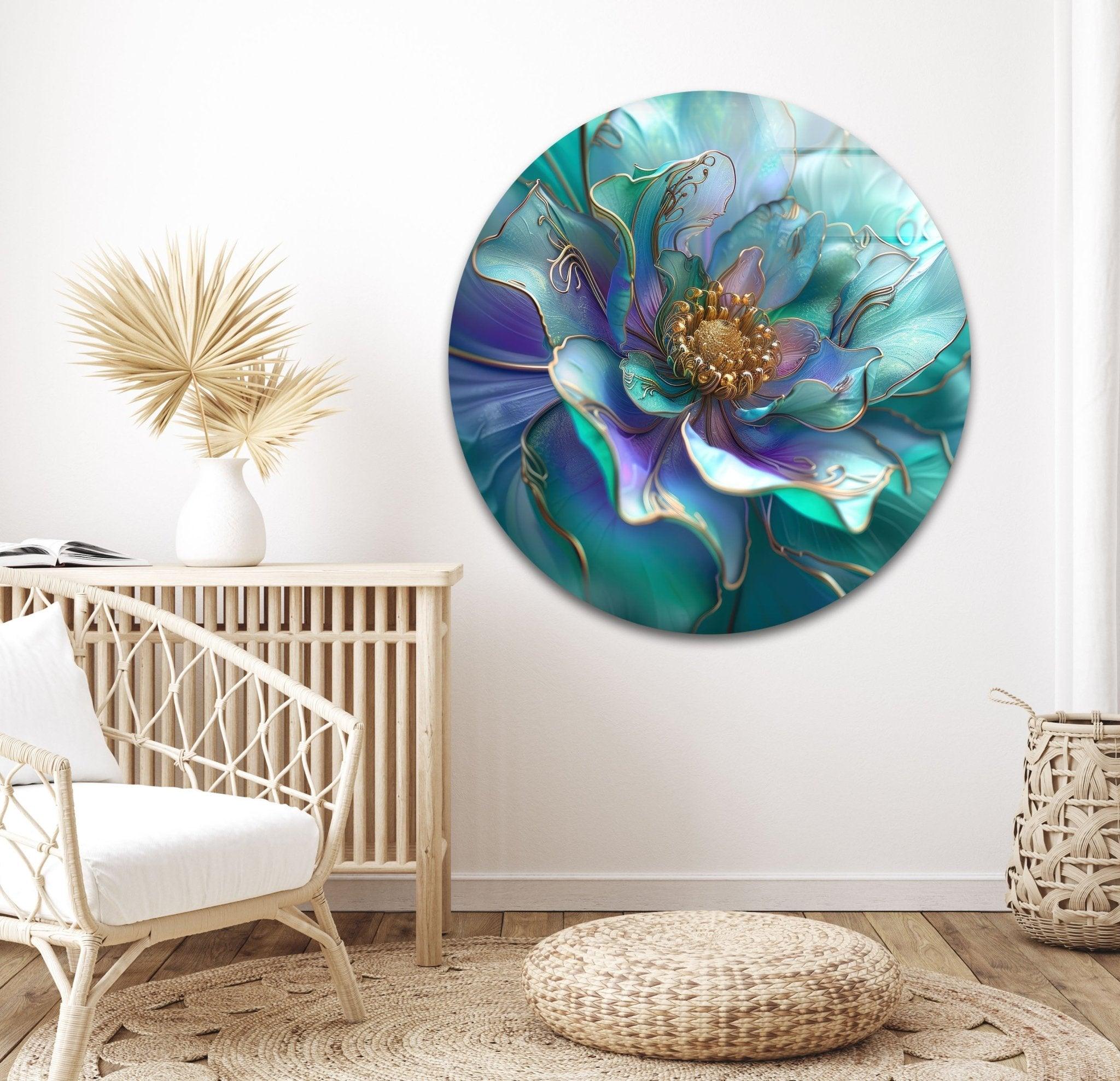Abstract Pearlescent Flower Close-Up Glass Wall Art - Elegant Home Decor for Living Room, Bedroom & Office