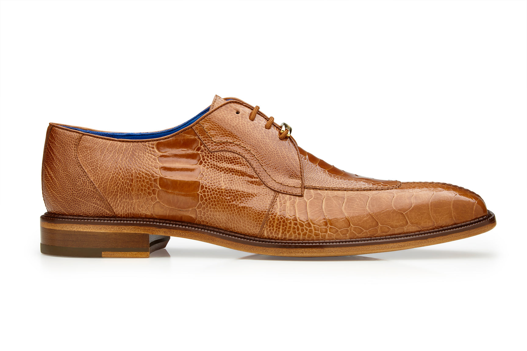 Belvedere Siena Genuine Ostrich Leather Dress Shoes for Men - Burned Amber Brown 1463 - Perfect for Business Meetings, Weddings & Formal Occasions