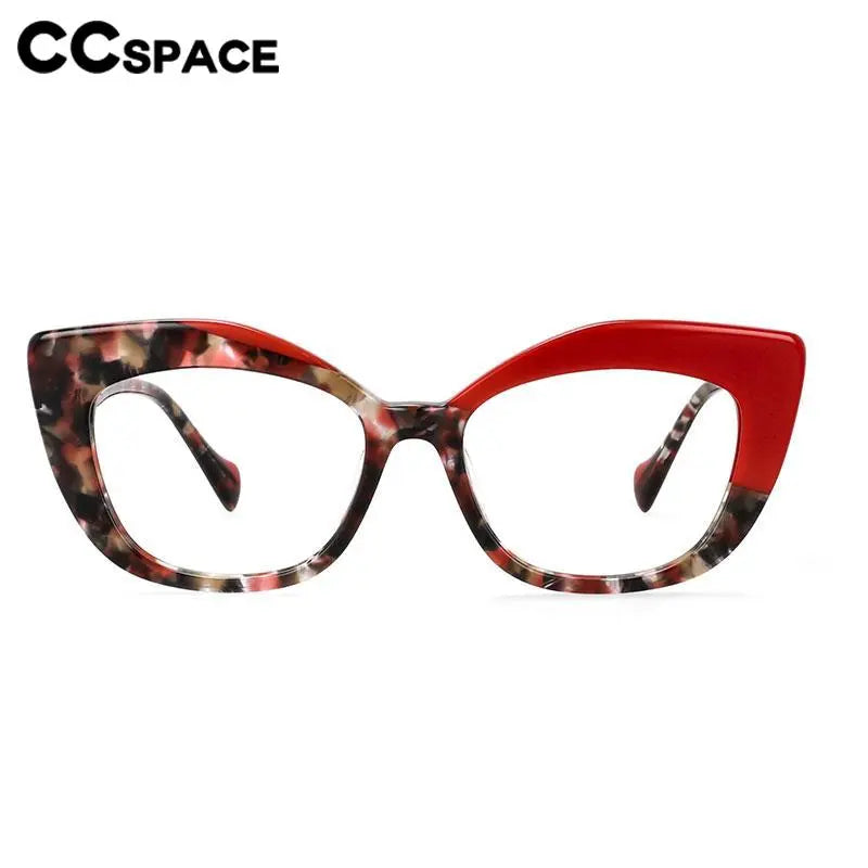 CCspace Women's Full Rim Square Cat Eye Acetate Reading Glasses R56960 - Fashionable & Lightweight for Reading, Working, and Daily Use