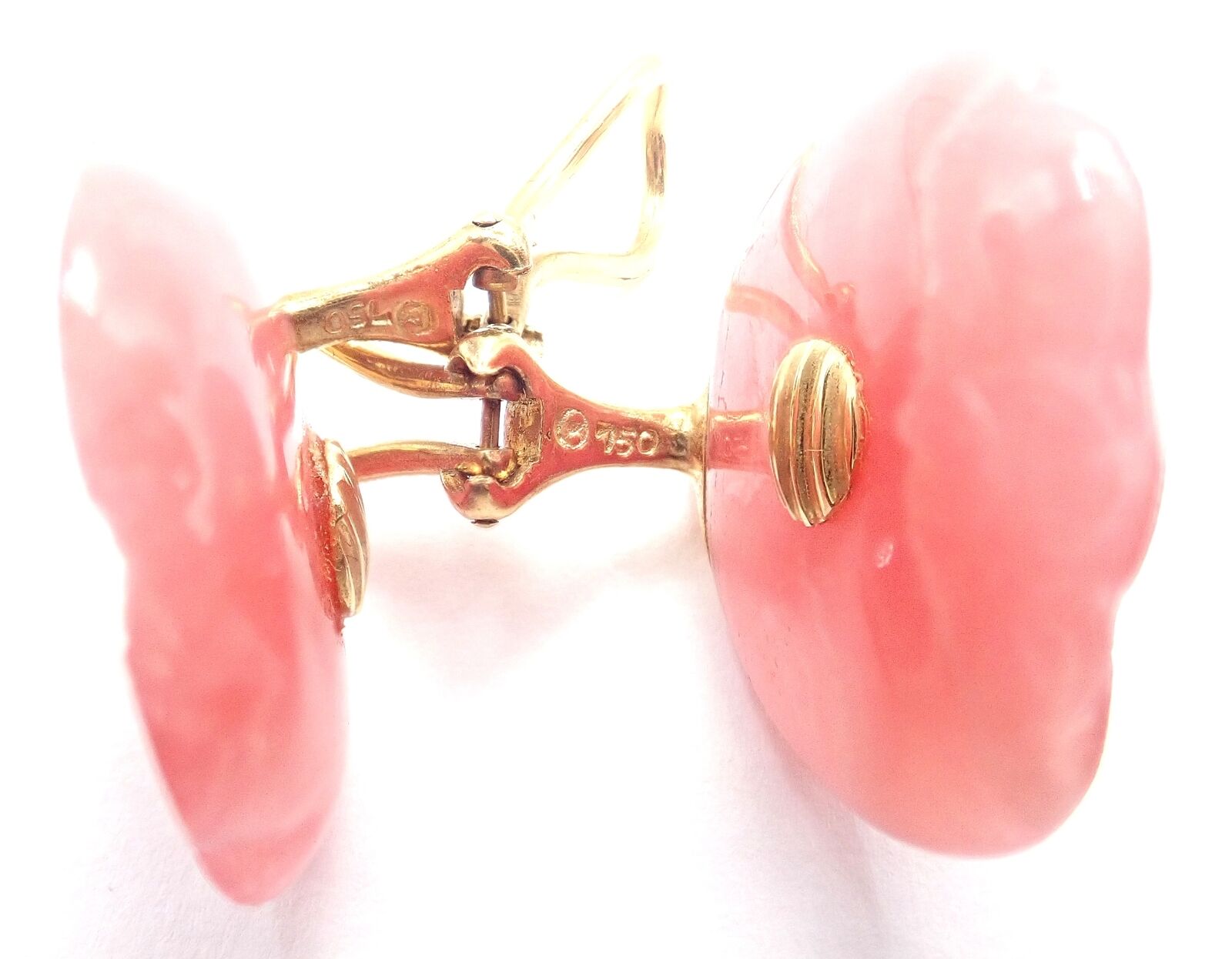 Authentic Tiffany & Co Angela Cummings 18k Yellow Gold Pink Agate Petal Earrings - Luxury Jewelry for Women, Elegant Gift for Weddings & Special Occasions