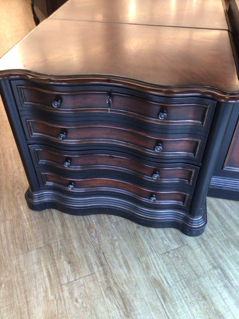 Dark Wood Two-Drawer File Cabinet with Lock & Keys - Secure Document Storage for Office, Home, or Study Room Organization