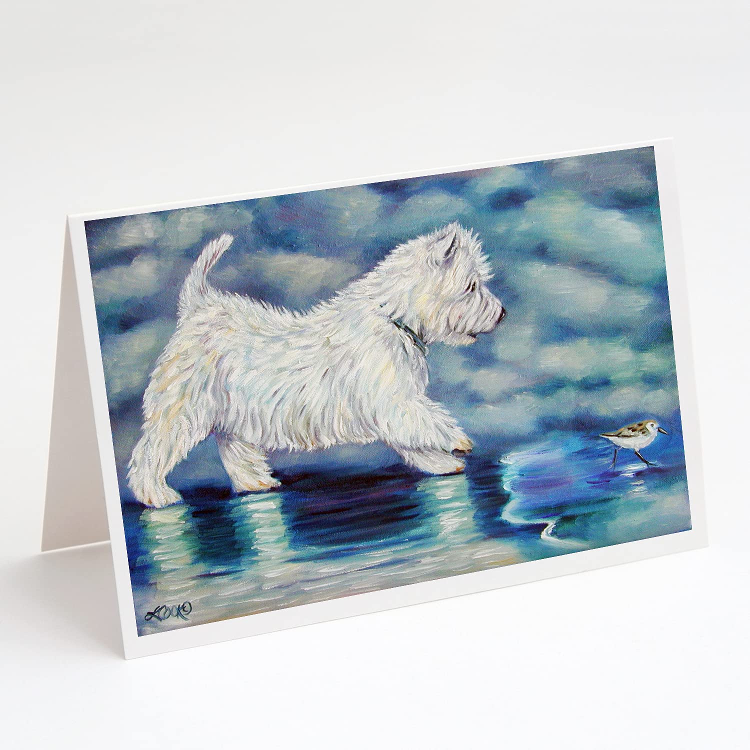 Caroline's Treasures 7334GCA7P Misty Westie Blank Greeting Cards - Pack of 8 A7 Size (5x7) Note Cards with Envelopes | Perfect for Birthday Wishes, Thank You Notes & Holiday Greetings