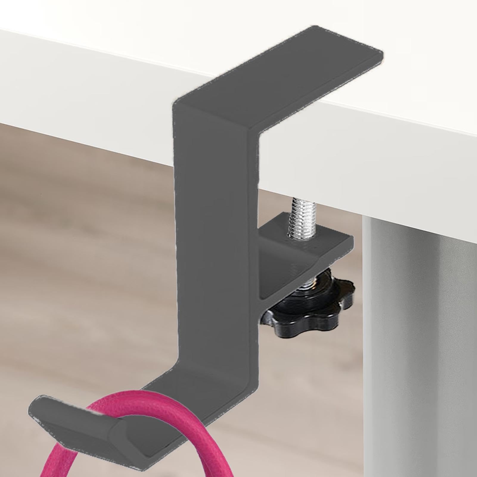 Aluminum Alloy Under Desk Headphone Hook - Heavy Duty Office Hook for Headphones, Bags & Backpacks - Space Saving Desk Organizer for Home & Office Use