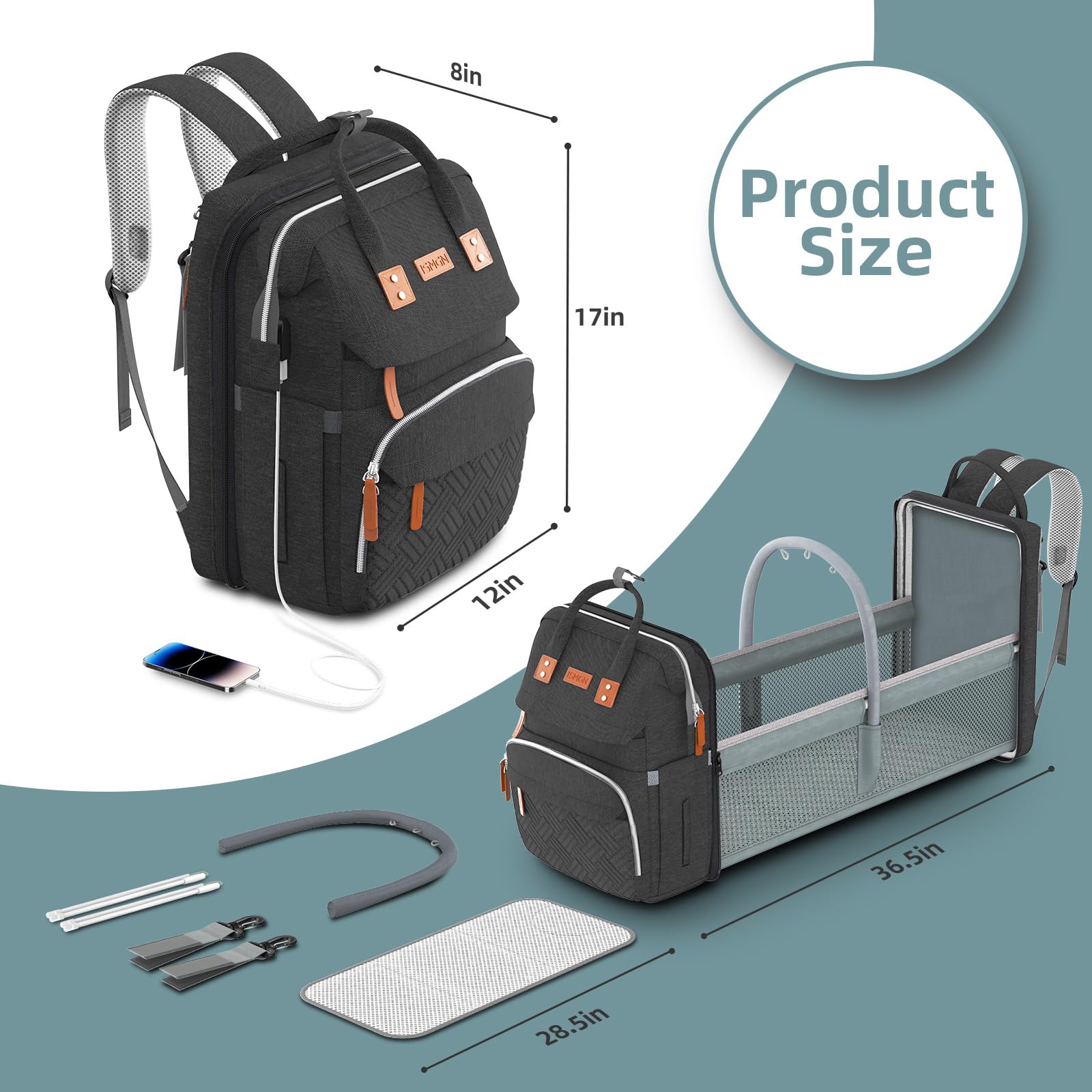 Premium Diaper Backpack with Insulated Bottle Pockets & Foldable Changing Pad - Large Baby Bag for Travel, Daycare & On-the-Go Parents - Waterproof & Spacious Black Diaper Bag
