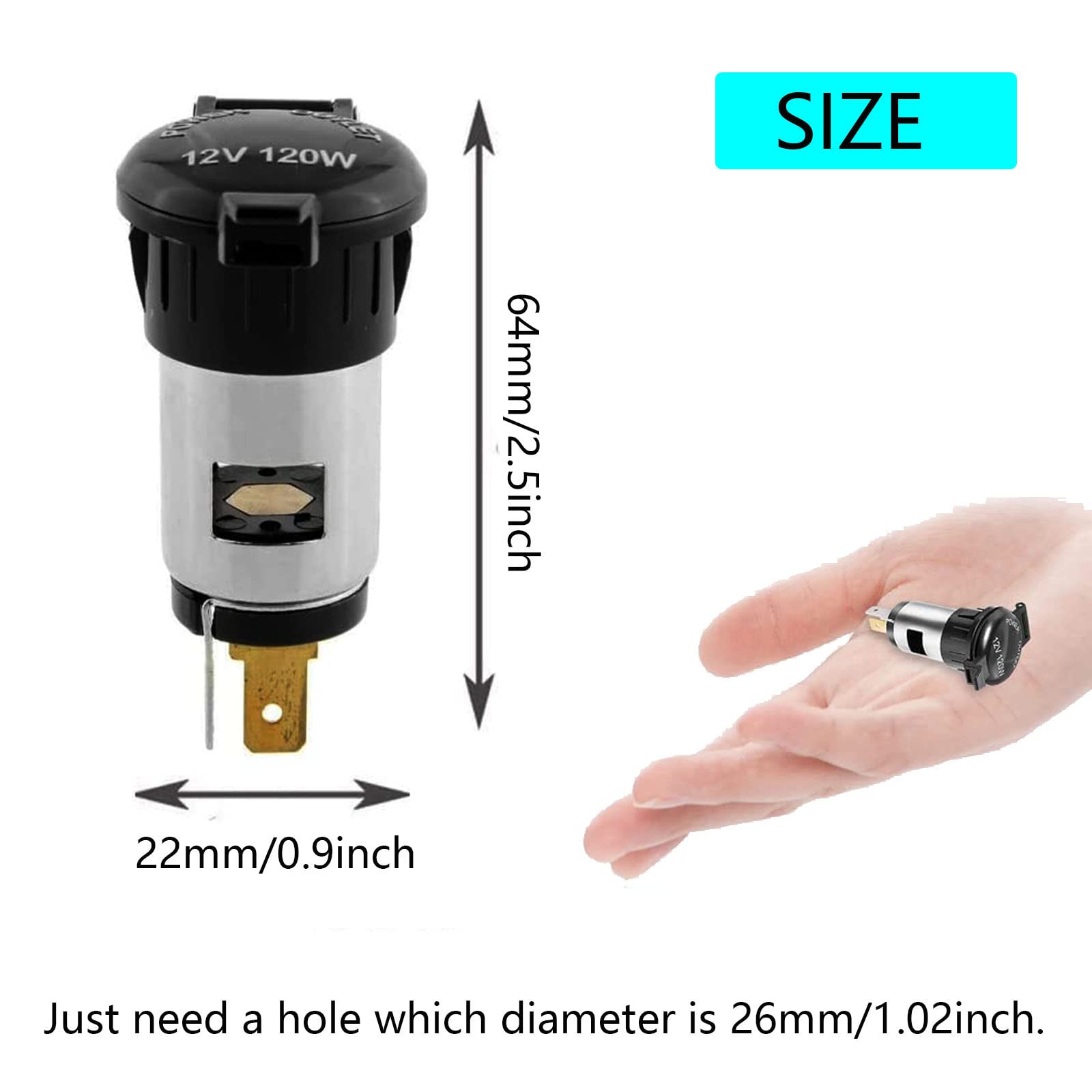 Xafissy 2-Pack 12V 120W Waterproof Car Cigarette Lighter Socket Plug Outlet - Universal Power Adapter for Cars, Boats, Tractors & Motorcycles - Perfect for Charging Phones, GPS & Car Accessories On The Go