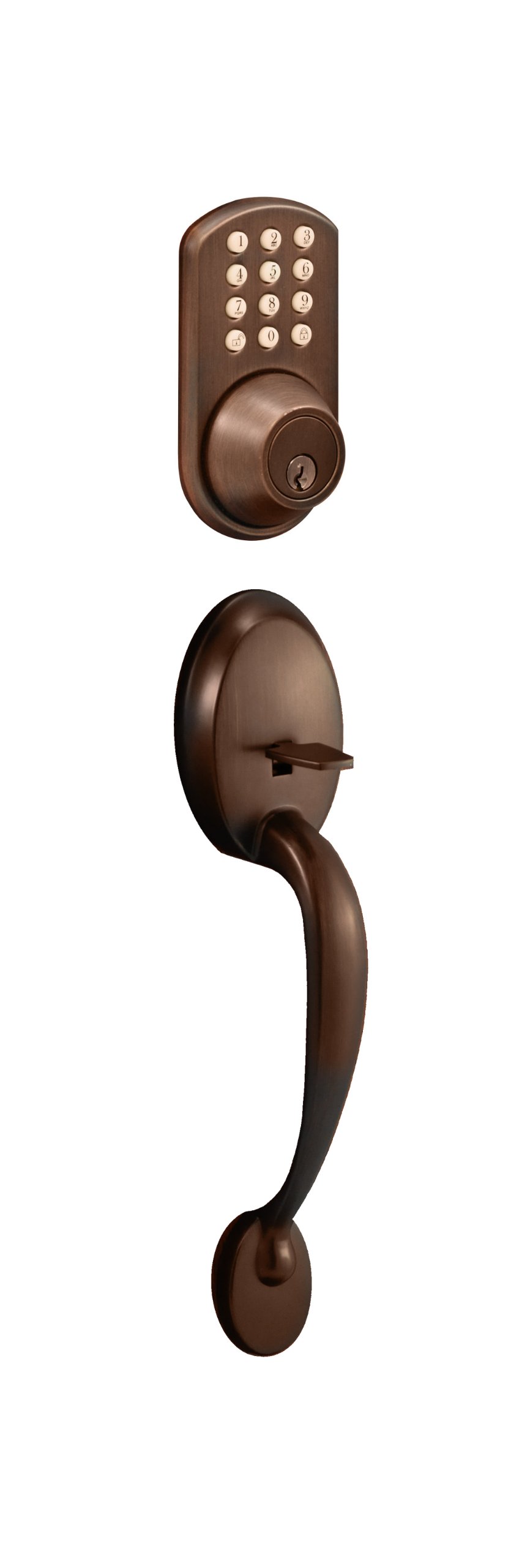 BHF-01OB Door Handle Set with Touchpad Deadbolt in Oil Rubbed Bronze - Secure Keyless Entry for Home & Office Doors
