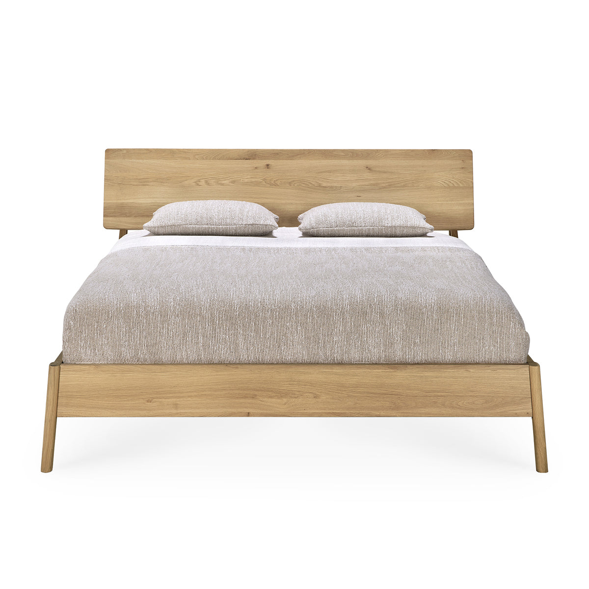 Air King Solid Oak Bed Frame - Queen Size Wooden Bed with Sturdy Support for Master Bedroom & Guest Room