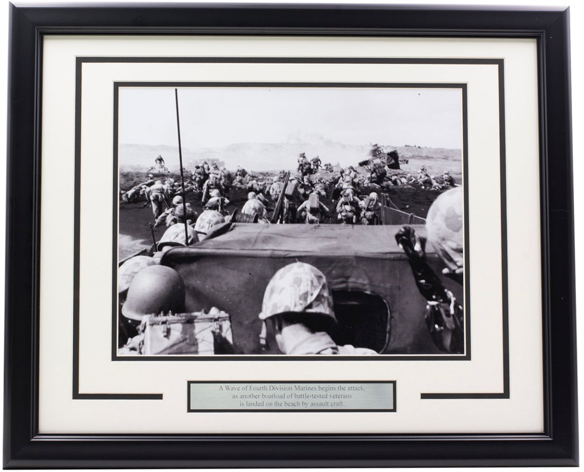 Original WWII Photo 11x14 - Fourth Wave Division Marines Beach Attack | Historic Military Collectible for Home & Office Decor