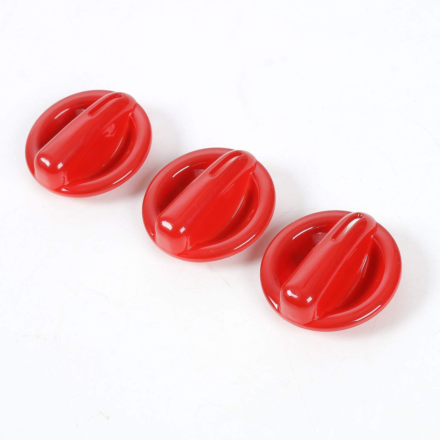 3PCS Red Center Console AC Switch Knob Cover Trim for Jeep Wrangler JK JKU 2007-2010 - Interior Dashboard Accessories for Enhanced Protection & Style | Perfect for Off-Roading & Daily Driving