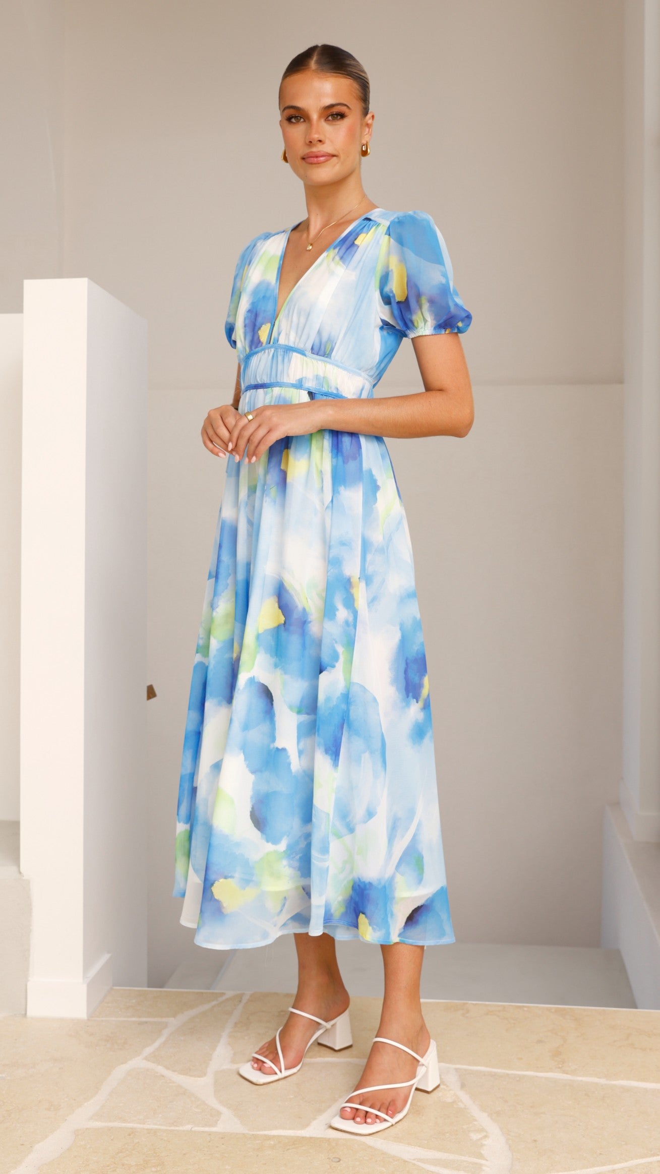 Amberose Maxi Dress for Women - Blue & Green Flowy Summer Beach Dress | Perfect for Vacations, Parties & Casual Outings