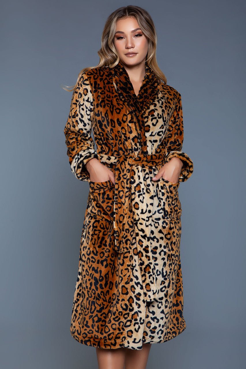 BeWicked Women's Leopard Print Robe 2071 | Soft & Sexy Lingerie Robe for Women | Perfect for Boudoir, Bridal Shower & Romantic Nights