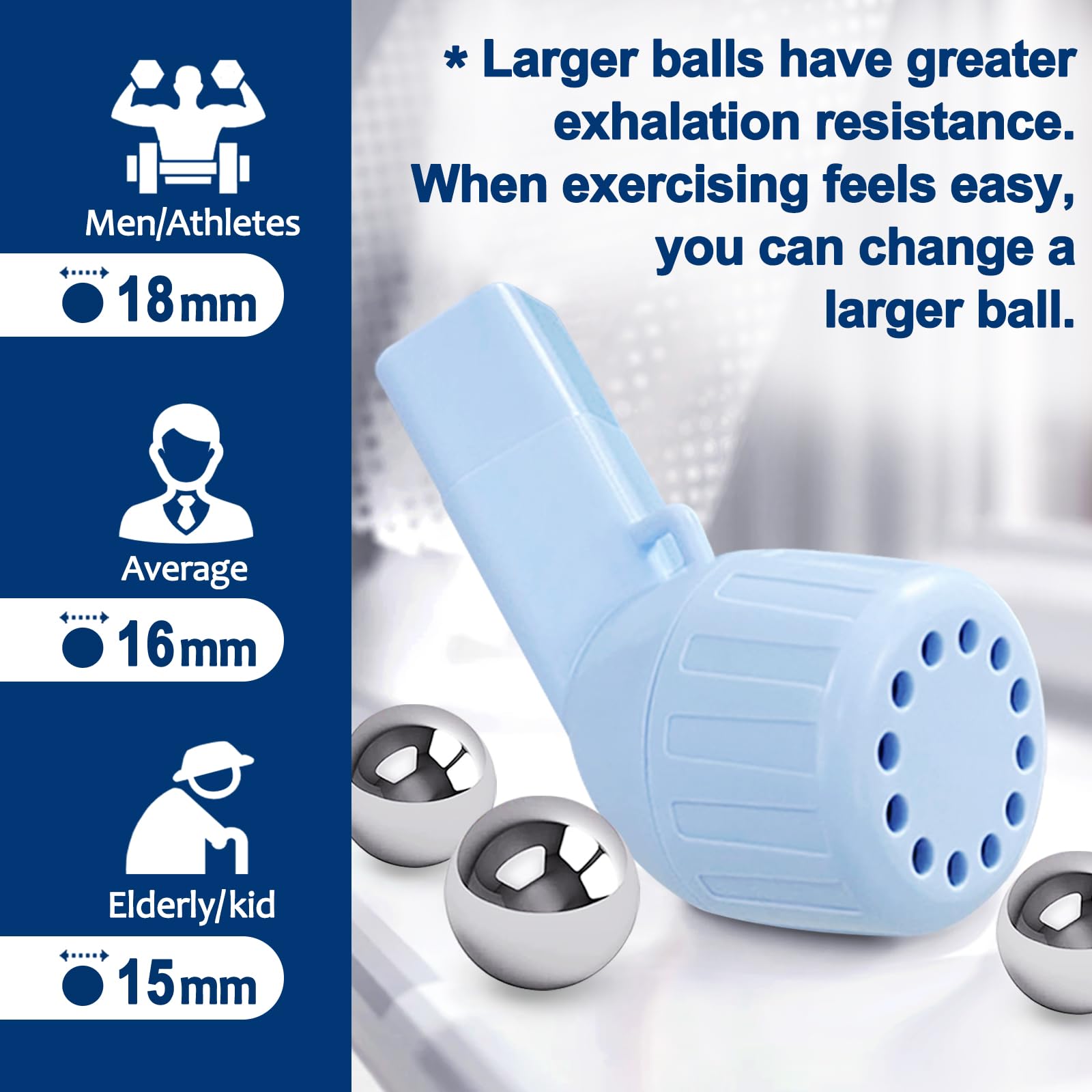 Mucus Clearance & Lung Expansion Device - Flutter Valve Mucus Remover for COPD, Cystic Fibrosis & Asthma Relief - Portable Breathing Exerciser to Strengthen Lungs (Light Blue) - Ideal for Post-Surgery Recovery & Respiratory Therapy at Home