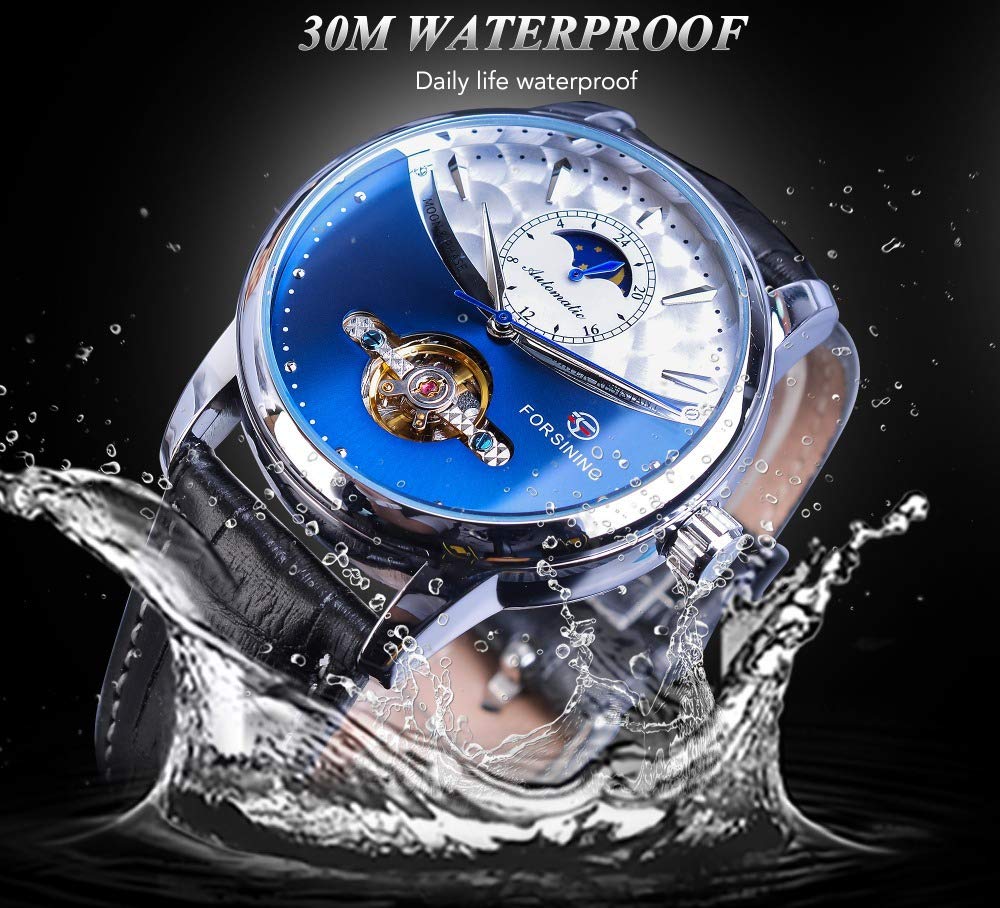 Luxury Automatic Mechanical Men's Watch with Sun Moon Phase & Tourbillon - Waterproof Wristwatch for Business, Formal & Casual Wear - MASTOP Top Brand