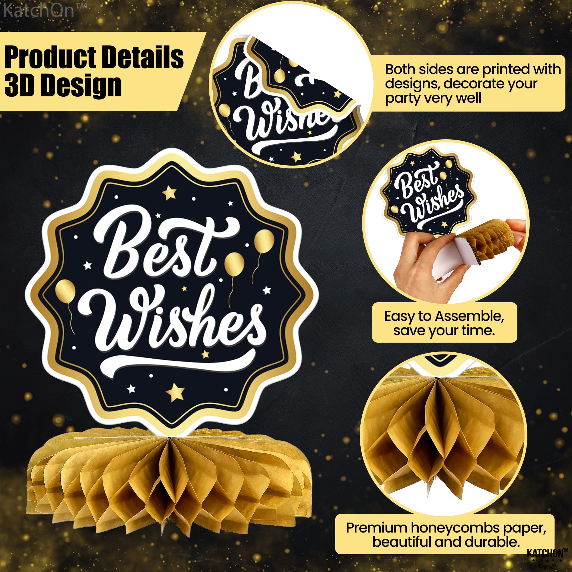 KatchOn 21st Birthday Decorations - Pack of 9 Black & Gold Party Supplies for Men | Elegant Table Centerpieces & Wall Decor | Perfect for Adult Birthday Parties, Milestone Celebrations & Nightclub Events