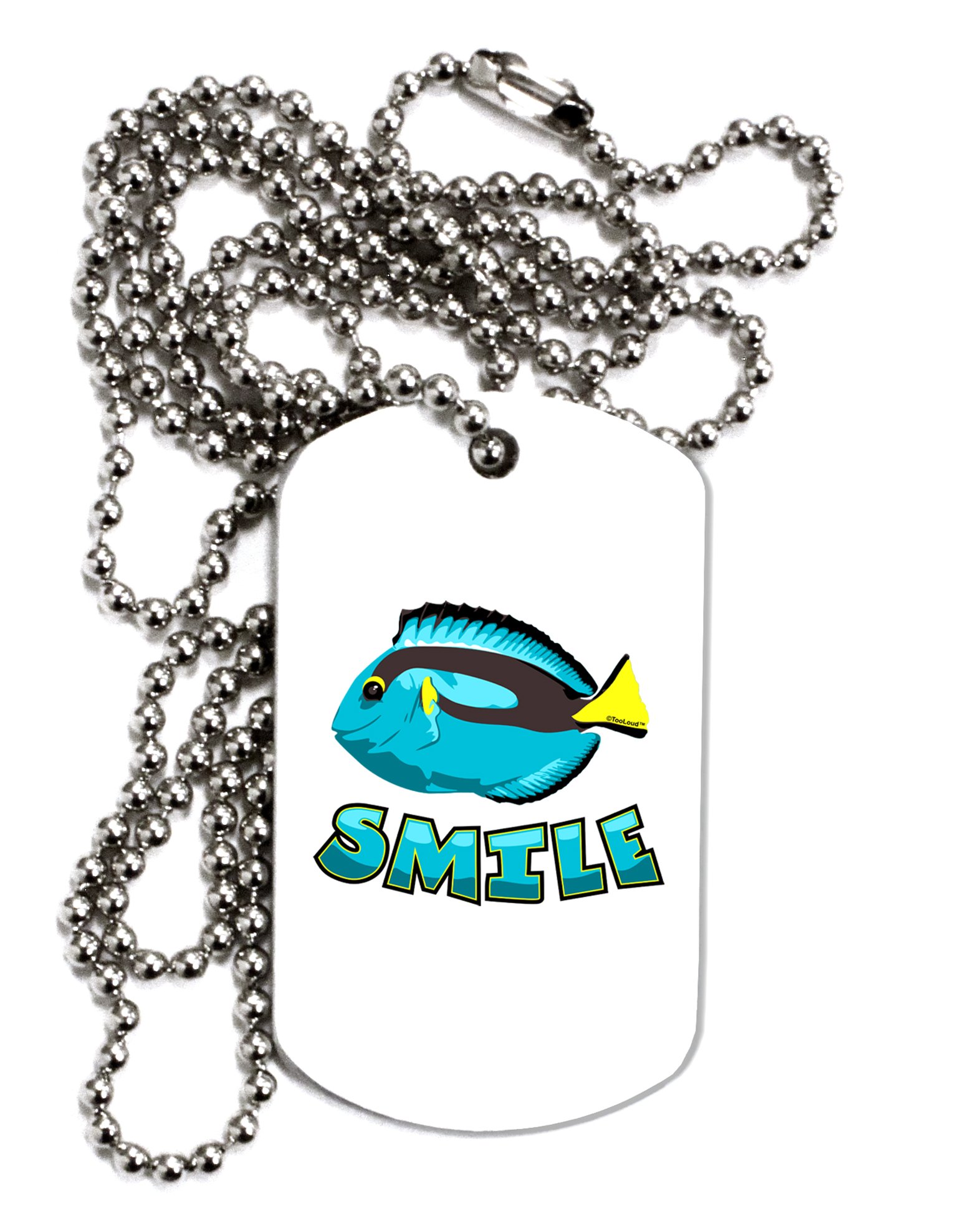 TOOLOUD Blue Tang Fish Smile Dog Tag Chain Necklace for Men & Women - Perfect for Pet Lovers, Marine Life Enthusiasts & Everyday Wear
