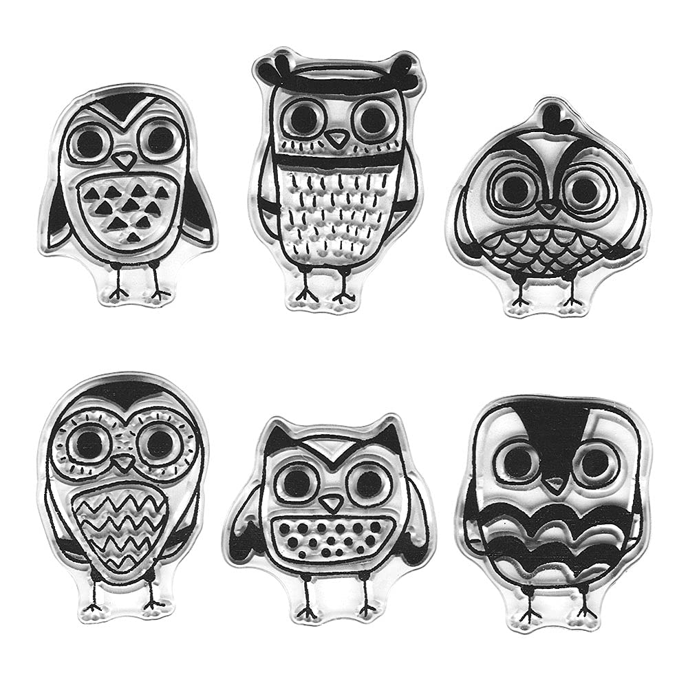 6pcs Cute Owl Clear Stamps for Card Making - Fall Themed Silicone Stamps with Sentiments - Perfect for DIY Scrapbooking, Holiday Cards, and Craft Projects - Great for Autumn Decorations and Handmade Greeting Cards