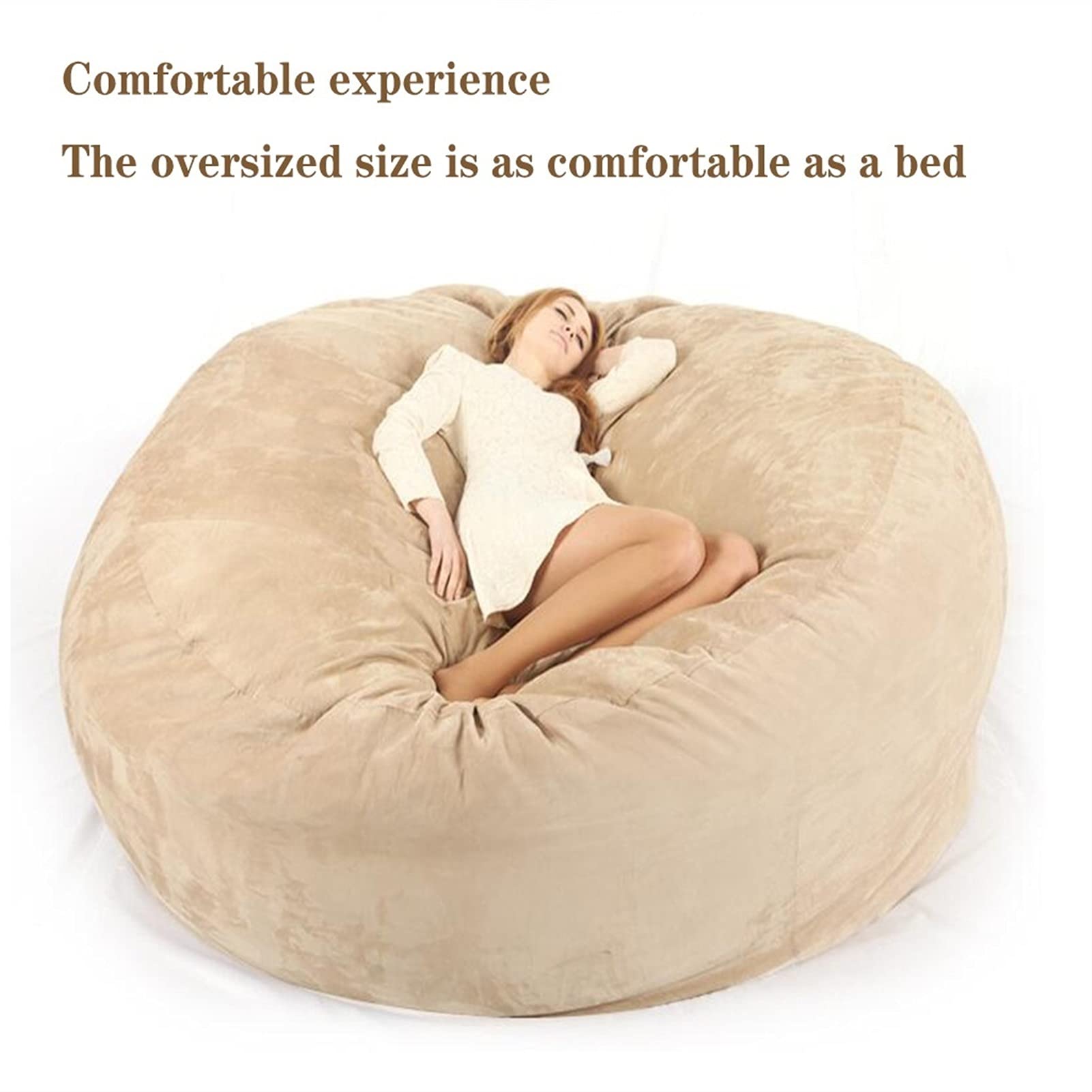 7ft Giant Fur Bean Bag Chair Cover - Soft & Portable No Filler Lounger, Storage Bean Bag Sofa Chair for Living Room, Bedroom, Dorm | Cozy Lazy Sofa Bed Cover (Black) - Perfect for Relaxing, Gaming & Movie Nights