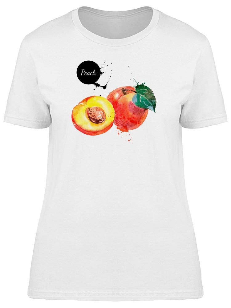 Smartprints Women's Cool Watercolor Peach Fruit Graphic T-Shirt - Casual Summer Outfit & Streetwear Fashion