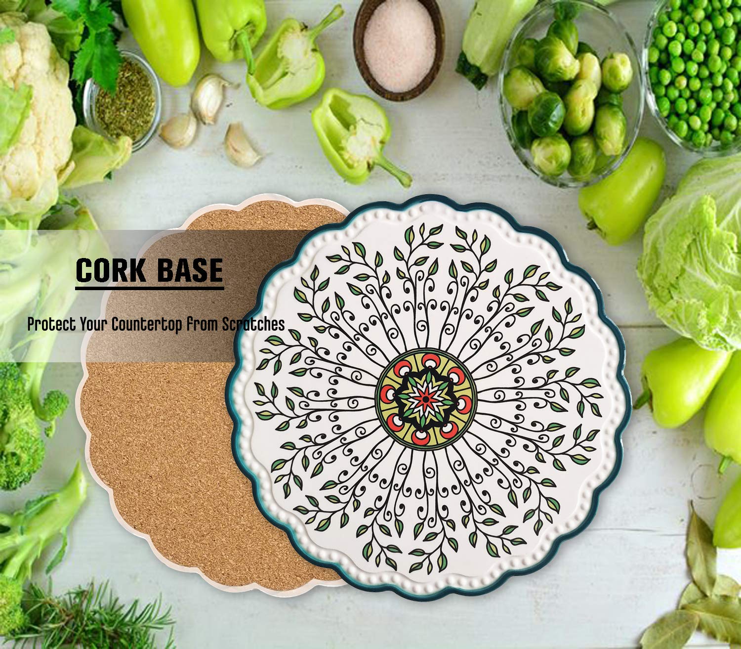 Heat-Resistant Ceramic Trivets Set of 4 - 7.9