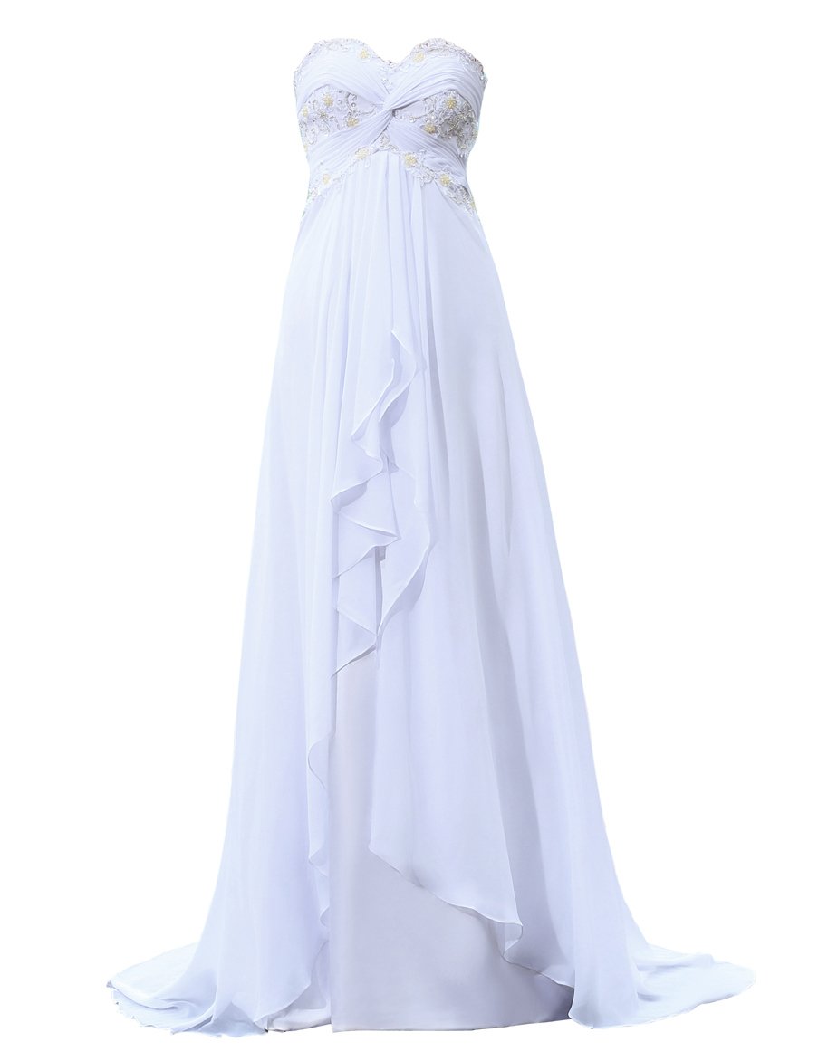 Sweetheart Neckline Beach Wedding Dresses for Bride - Chiffon & Beading Bridal Gowns | Perfect for Destination Weddings & Tropical Ceremonies
