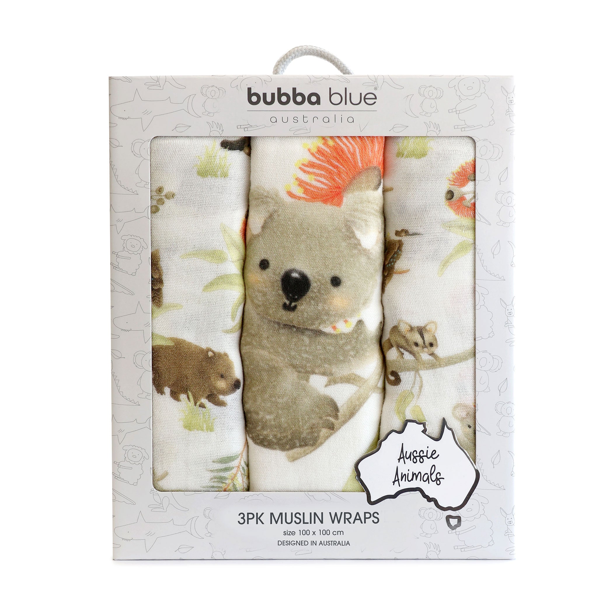Premium Aussie Animals 3-Pack Muslin Swaddle Blankets - Soft Baby Wraps for Newborns & Infants | Perfect for Swaddling, Nursing Cover, and Stroller Blanket
