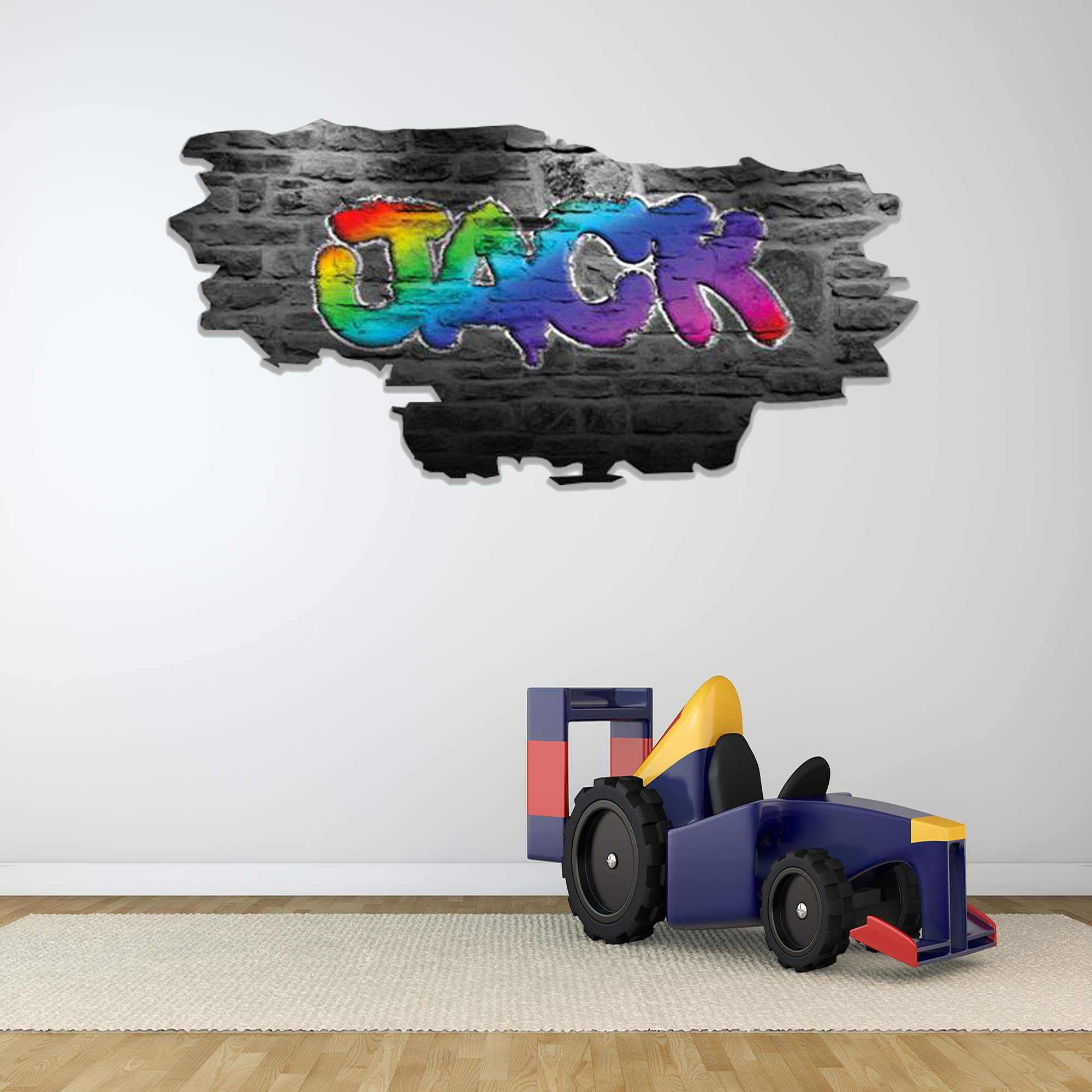 Custom 3D Graffiti Name Wall Decal - Personalized Vinyl Art Sticker | Removable & Reusable Peel and Stick Decor | No Border Room Art for Bedroom, Nursery, Kids Room, Office (MYS105-XLarge)