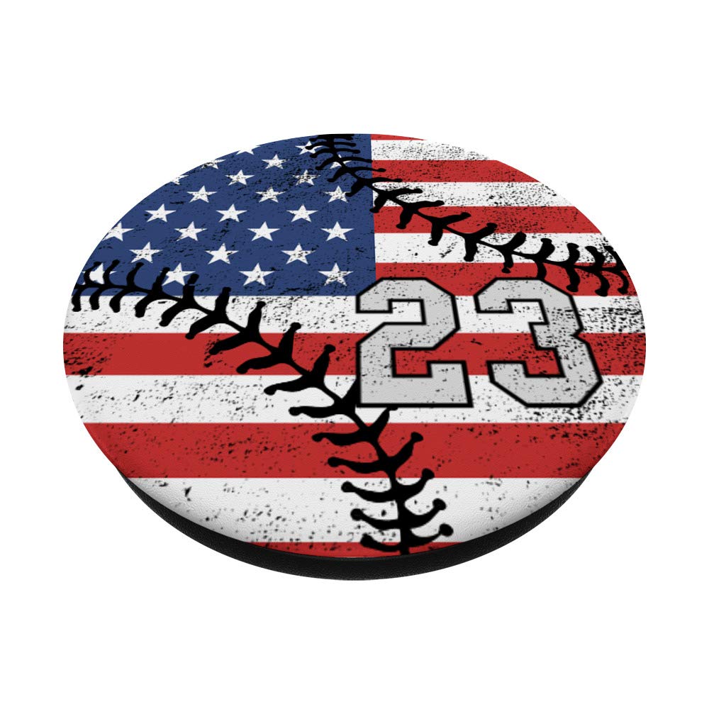 Authentic USA Flag Baseball Jersey Number 23 in Gray & Black - Perfect for MLB Games & Patriotic Sports Fans