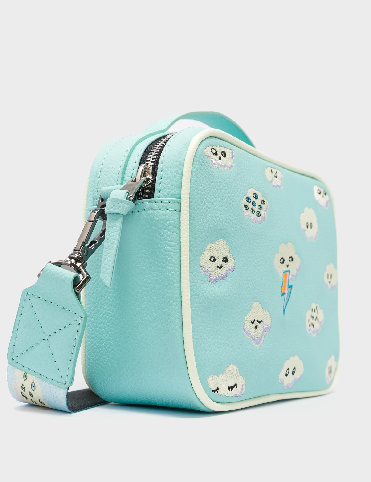 Verto Water Ballet Blue Leather Crossbody Bag - Happy Clouds Design - Stylish & Durable for Women - Perfect for Travel, Shopping & Everyday Use