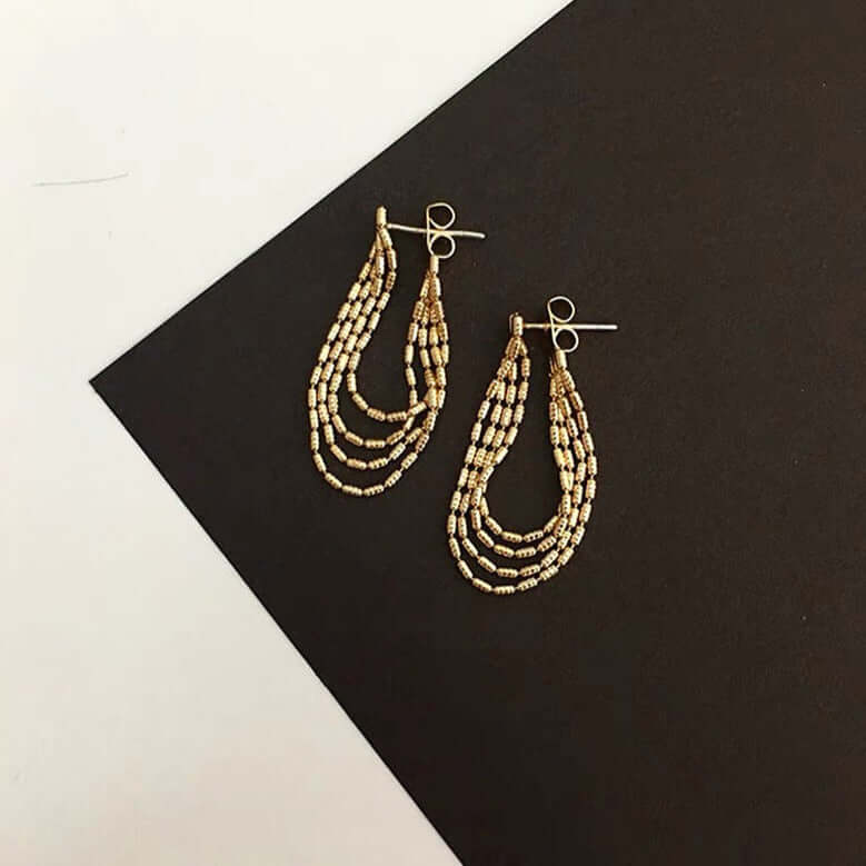 Elegant Gold and Silver Tassel Chain Drop Earrings QT2011 for Women | Fashion Dangle Earrings for Party, Wedding & Evening Occasions