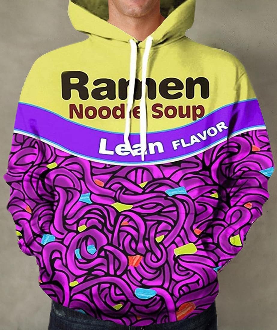 JOOCAR Unisex 3D Print Funny Ramen Noodle Soup Hoodie - Soft Cotton Pullover Hooded Sweatshirt for Men & Women | Perfect for Casual Wear, Street Fashion & Anime Lovers