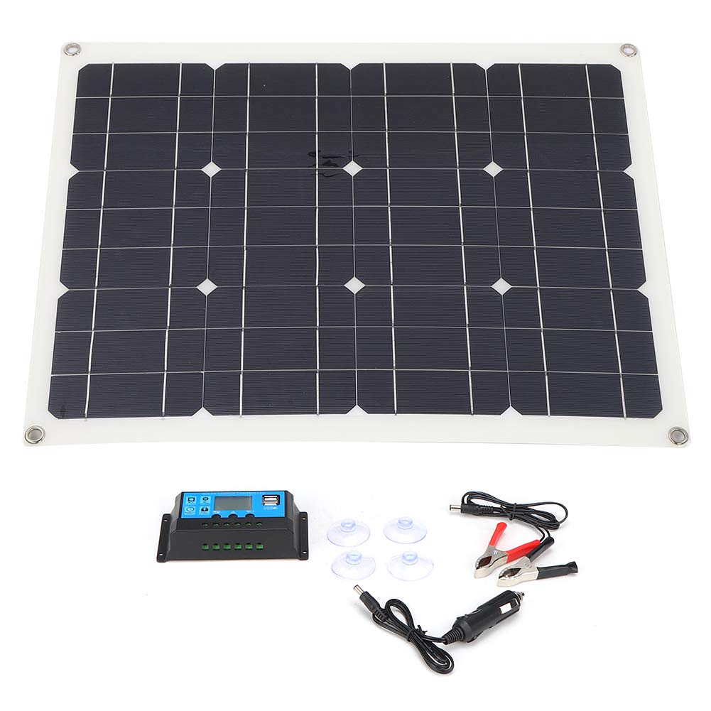 40W Solar Panel System with Digital Display - 5V USB Output for Outdoor Camping, Hiking, Picnic & Emergency Power Supply