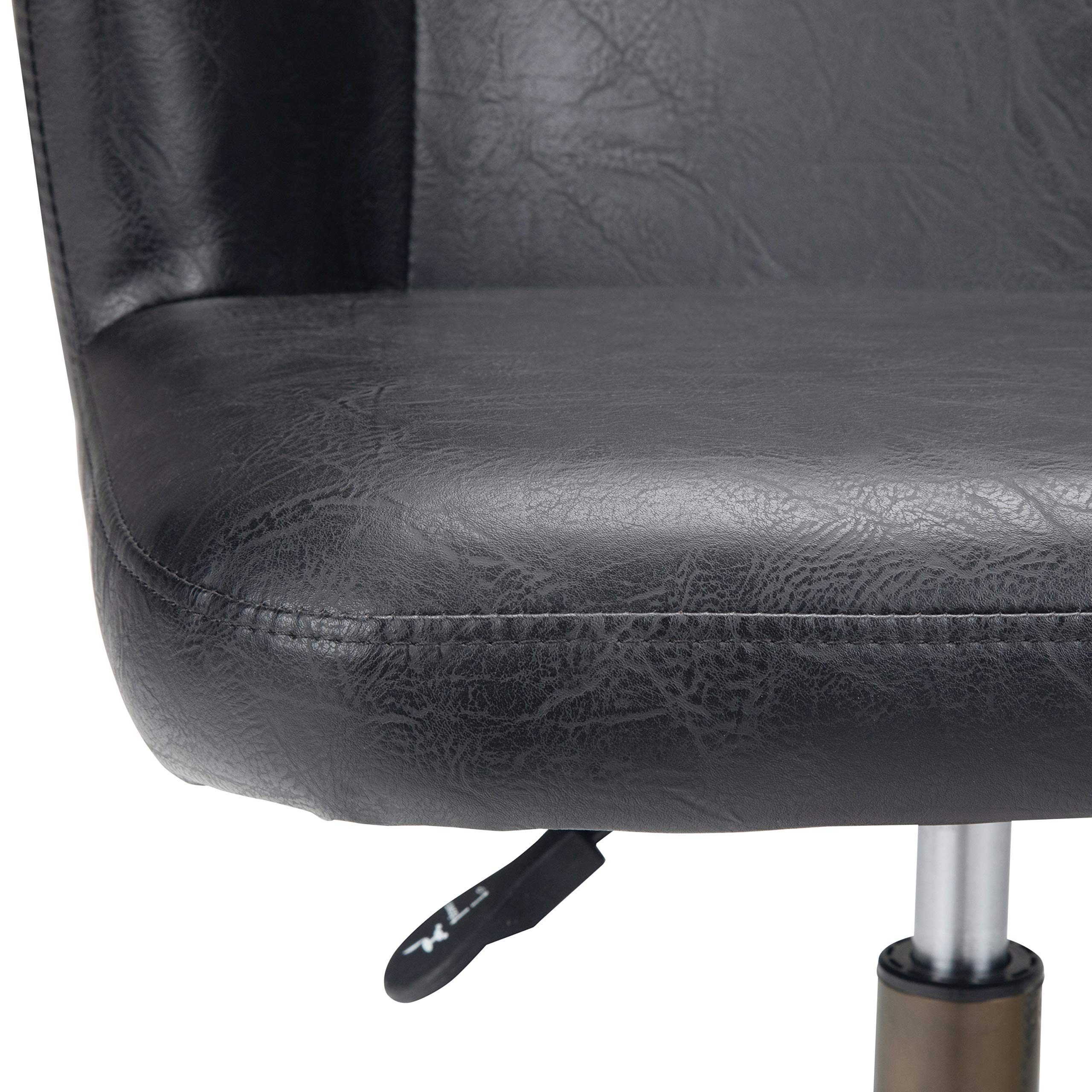 SIMPLIHOME Sheehan Swivel Adjustable Executive Office Chair - Distressed Black Faux Leather Ergonomic Desk Chair for Home Office, Study & Workspace - Modern Computer Chair with Lumbar Support for Long Working Hours