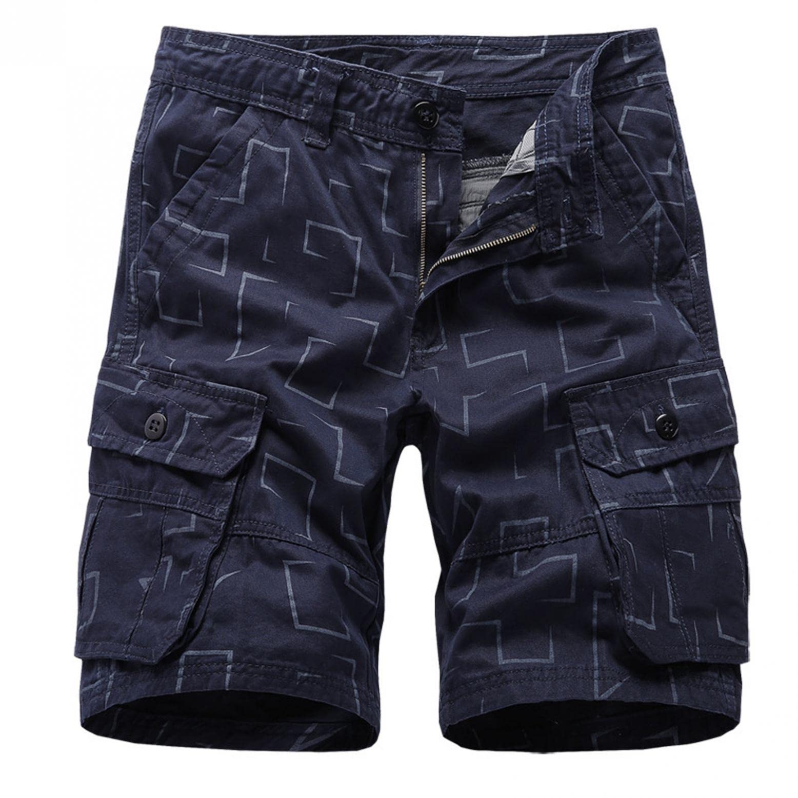 Men's Cargo Shorts with Elastic Waist - Relaxed Fit Multi-Pocket Work Shorts for Outdoor, Casual & Comfort | Perfect for Hiking, Travel & Everyday Wear