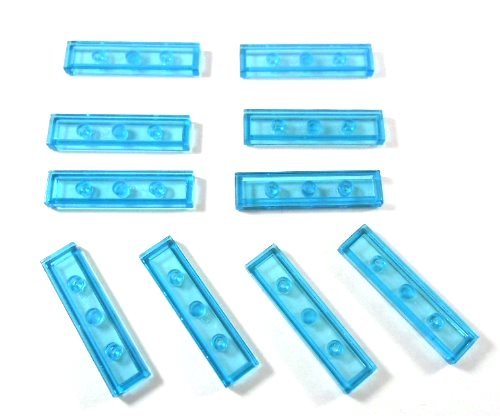 LEGO Bricks - Smooth Tile (10 Pieces, 1x4 Studs), Light Blue Transparent - Perfect for MOC Building, LEGO Architecture & Creative Play