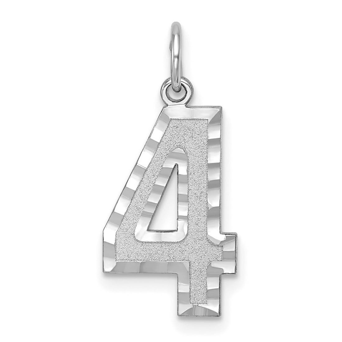 14K White Gold Sparkle Cut Sports Number Charm Pendant Necklace for Women - 25.2x6.8mm Elegant Jewelry for Game Day, Graduation & Special Occasions