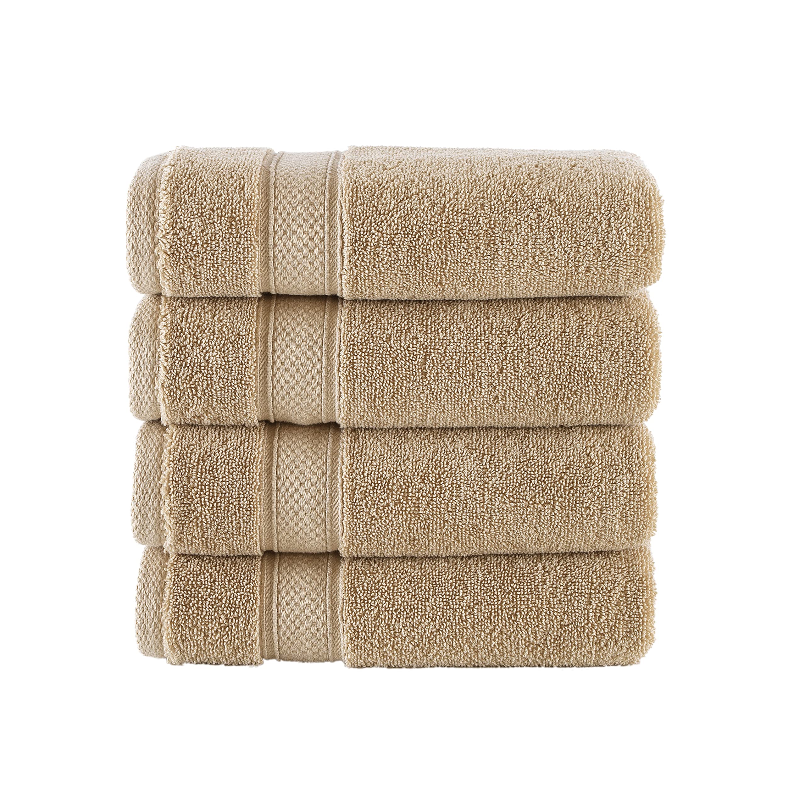 Premium Luxury Linen Turkish Towel Set - 4pc Hotel Quality Bath Towels in Warm Sand Beige for Spa, Beach & Bathroom | Soft & Absorbent Cotton Towel Set