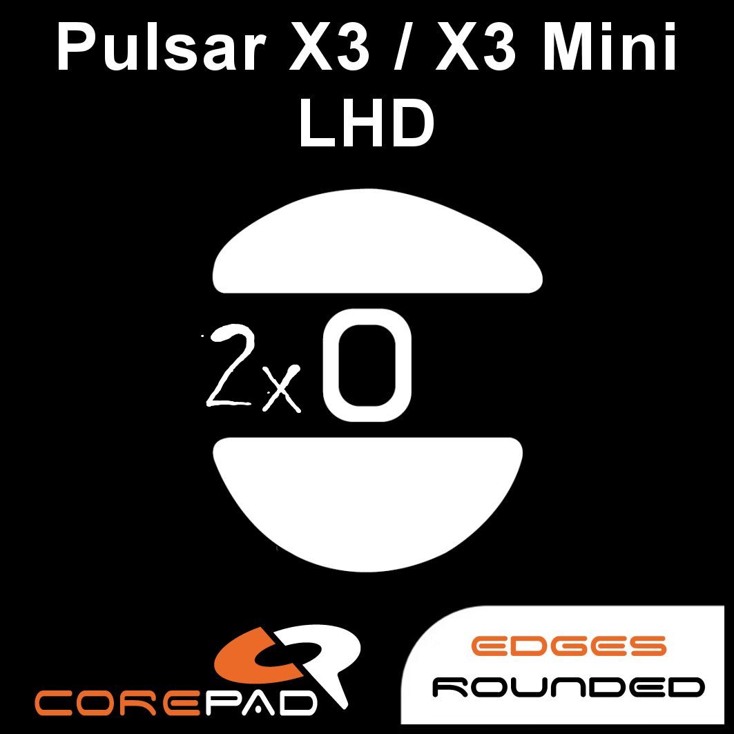 Corepad Skatez Mouse Feet for Pulsar X3 & X3 Mini - Ultra Smooth Gliding Feet for Left-Handed Gamers (LHD) - Perfect for FPS, MOBA & Esports Gaming