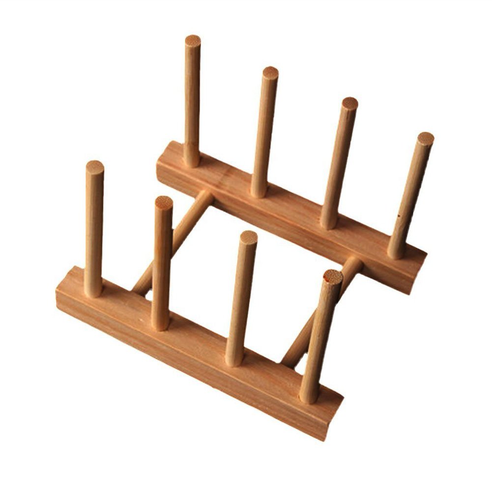 Wooden Dish Drainer Rack - Kitchen Organizer & Plate Holder with Storage Tray | Perfect for Countertop Drying, Dish Organization & Small Space Saving