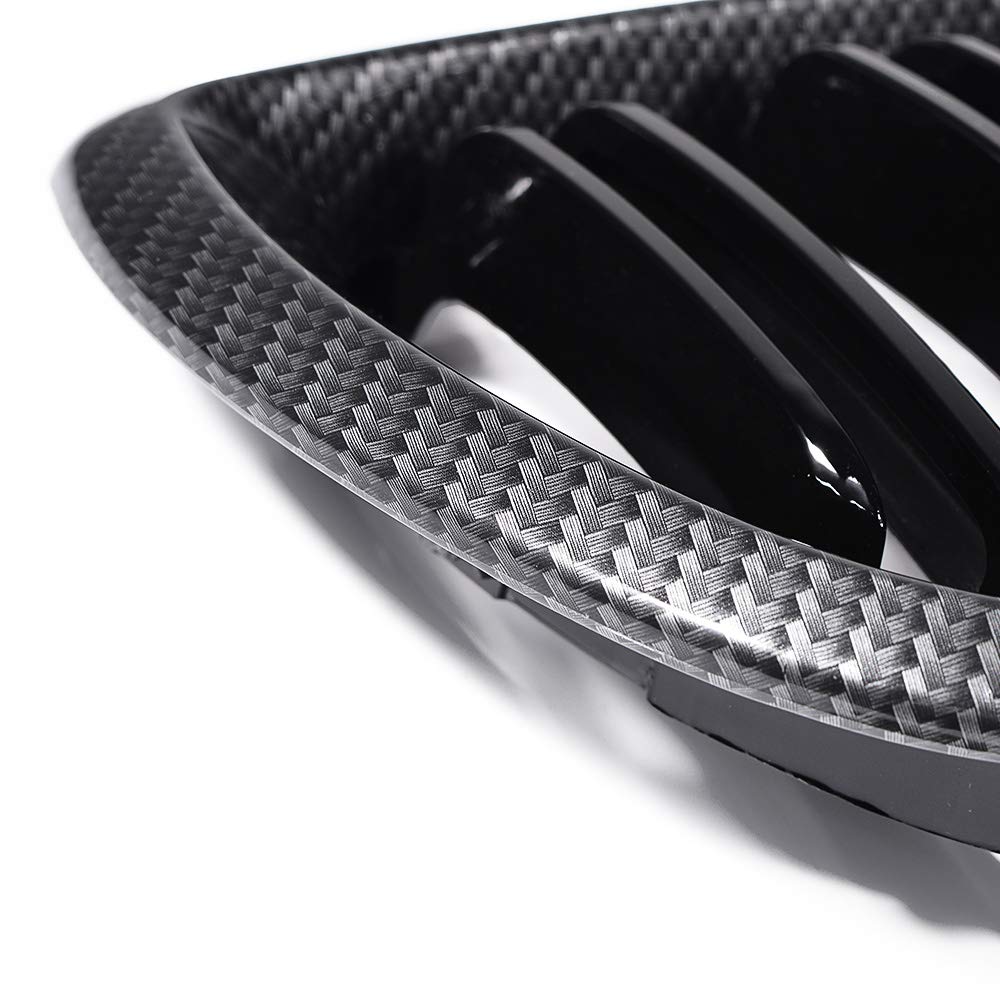 Glossy Black Carbon Fiber Front Hood Dual Slats Kidney Grille for BMW E46 4-Door Sedan (2002-2004) - LH RH Compatible - Upgrade Your Car's Style for Street Racing & Show Car Events
