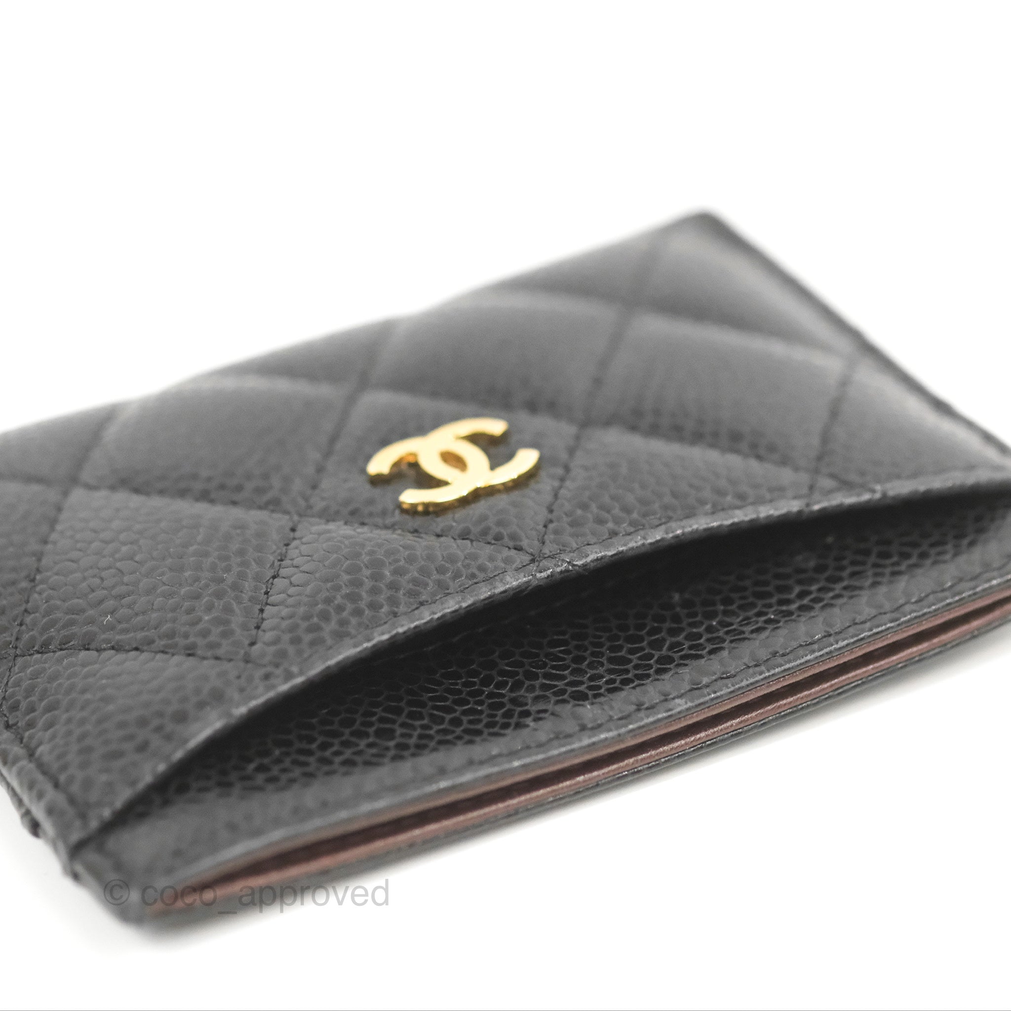 Chanel Classic Flat Card Holder in Black Caviar Leather with Gold Hardware - Perfect for Everyday Use & Luxury Gift Giving