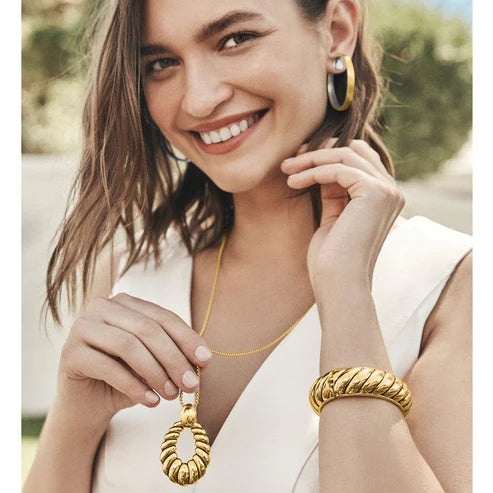 Brighton Athena Scalloped Hinged Gold Tone Bangle Bracelet - Perfect for Women's Fashion, Gift Giving & Special Occasions