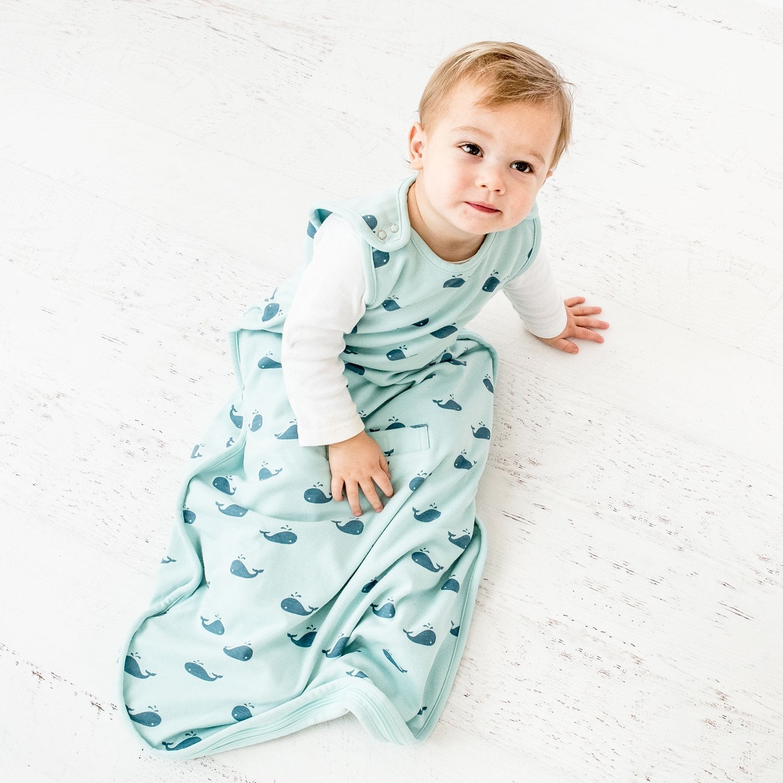 4 Season Baby Sleep Sack - Merino Wool & Organic Cotton for Infants 2 Months to 2 Years | Whale Design | Perfect for Nursery, Daycare & Travel