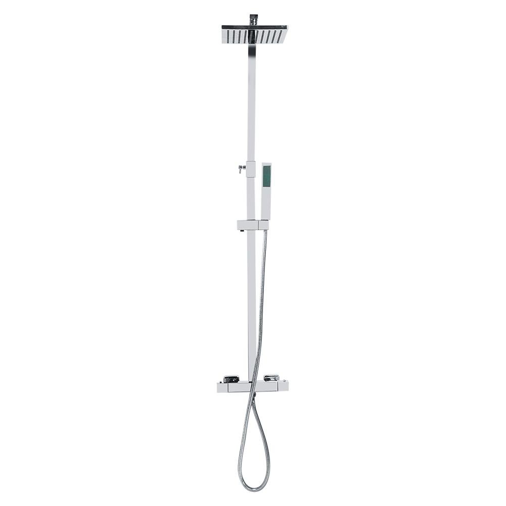 Premium Wall Mounted Thermostatic Shower System Set with Rainfall Showerhead & Handheld Sprayer - Complete Bathroom Shower Kit for Luxurious Spa Experience at Home