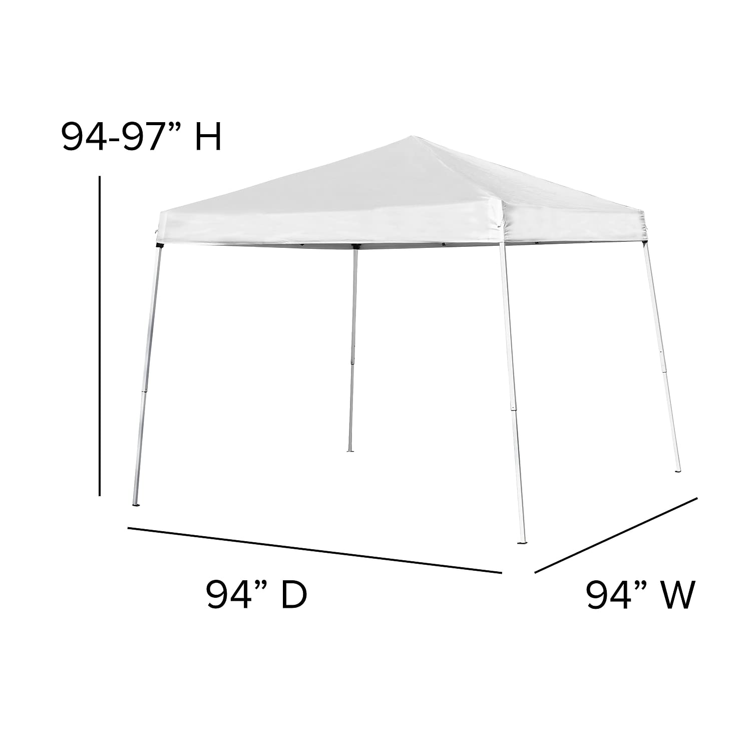 Flash Furniture Kramer 8'x8' White Pop Up Canopy Tent with Carry Bag & Folding Bench Set - Portable Event Shelter for Tailgating, Camping, Beach Parties, Outdoor Weddings & Picnics