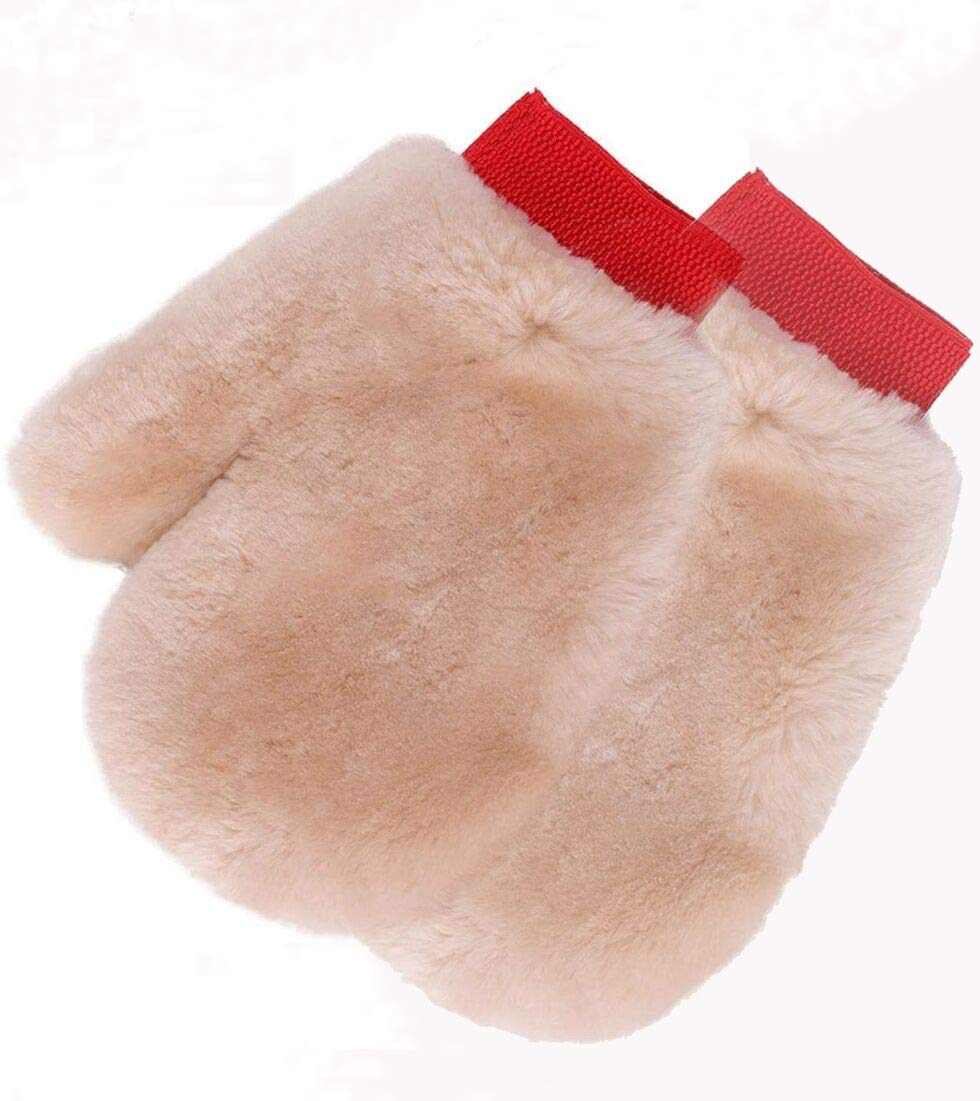 OKAYDA Natural Lambskin Wool Car Wash Mitt - Extra Large Scratch-Free Sheepskin Wash Gloves (2-Pack) for Gentle Hand Washing & Detailing Cars, Trucks, SUVs & Motorcycles