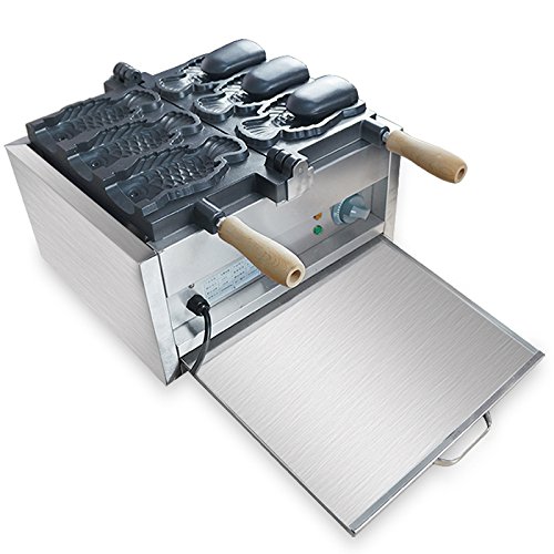 Commercial Electric Taiyaki Fish Waffle Maker - 3-Cavity Nonstick 110V, 180° Opening - Perfect for Ice Cream, Red Bean Paste & Sweet Fillings - Ideal for Cafes, Dessert Shops & Home Baking