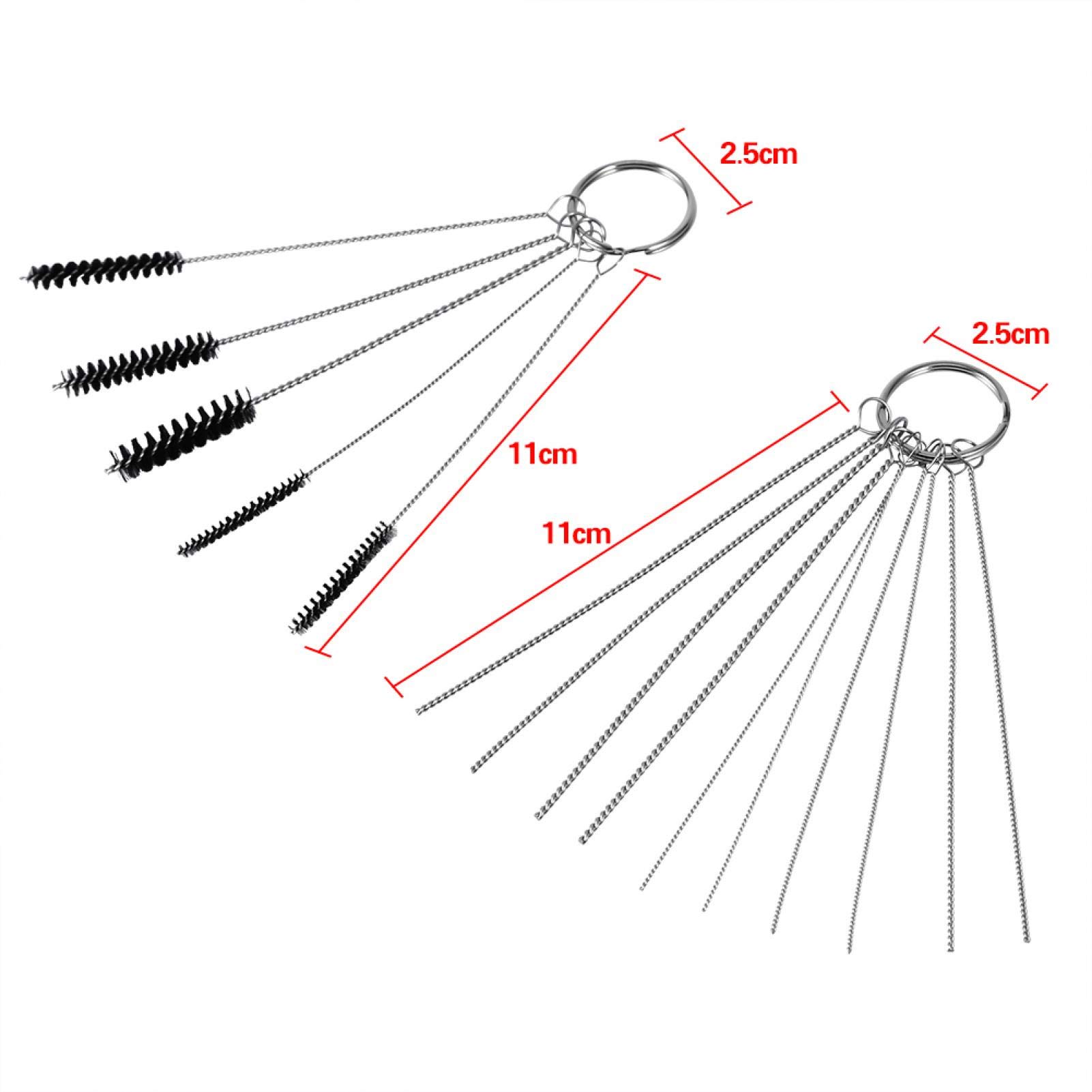 Carburetor Cleaning Kit - 5 Brushes & 10 Needles for Motorcycle, ATV, Moped - Remove Carbon Dirt & Jet Deposits - Perfect for Carb Maintenance & Engine Tune-Ups